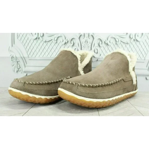 LL Bean Gray  Suede Slip On Mountain Moccasin Slippers Boot Size 7 M - Picture 2 of 9